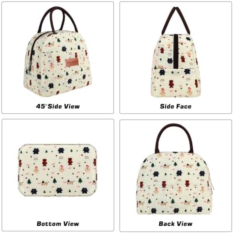 BALORAY Lunch Bag for Women Men Adult Lunch Box (Xmas Cartoon Bear), M