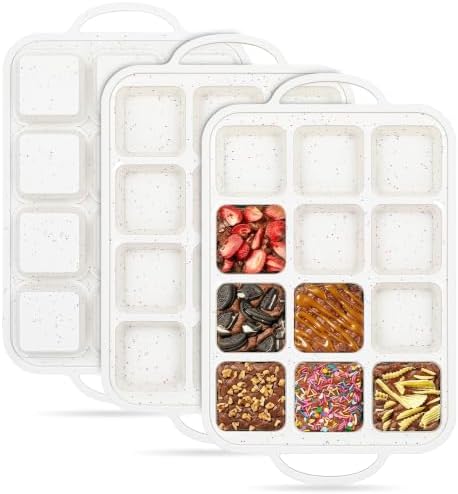Vinino Silicone Brownie Pans with Dividers, 3 Pack with Metal Frame