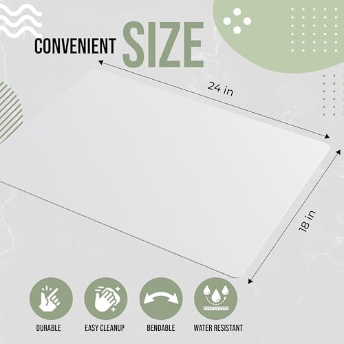 Crown Display Disposable Cutting Boards for Kitchen XL 50 Count White Cutting Board 18 Inch X 24 Inch Flexible Cutting Boards For Kitchen ~ Patent Pending ~ Recyclable Disposable Cutting Board Sheets