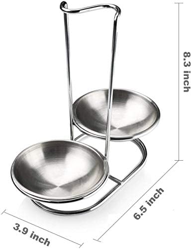 Steel Double Vertical Spoon Rest Ladles holder with 4 inch bowls
