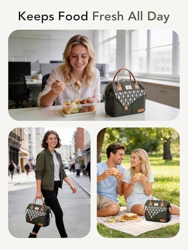Lekesky Insulated Lunch Bag Portable Lunch Bag for Women-11L, Green