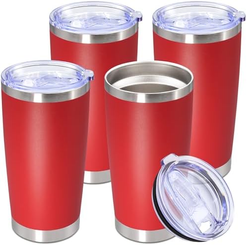 20oz Tumbler Stainless Steel Tumbler Coffee Tumbler with Lid Red, 4P