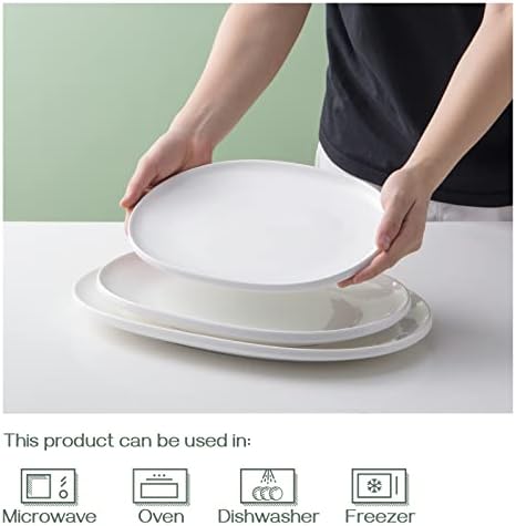 DOWAN Large Serving Platter, 16"/14"/12" Porcelain Platters for Entertaining Wedding Party, White Oval Plates Set of 3, Serving Dishes for Serving Food, Housewarming Gifts