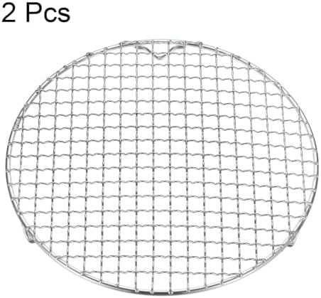 HARFINGTON 2pcs Round Cooking Rack 9.6-inch 201 Stainless Steel Cross Wire Barbecue Grill Net with 20mm Legs for Cooking Baking Steaming BBQ