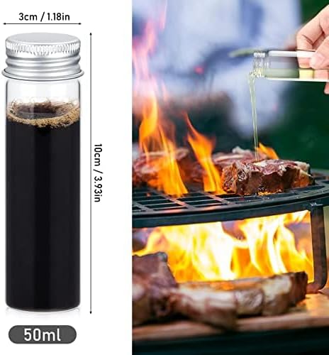 TOBWOLF 12PCS 50ml / 1.7oz Glass Spice Jars, Transparent Spice Containers with Aluminum Lids, Seasoning Storage Bottle Spice Bottles, Glass Seasoning Jars for Home Kitchen, Outdoor Camping, Gardening