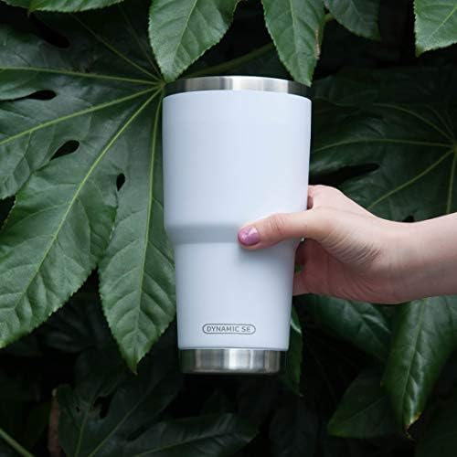 D·S 30oz White Tumbler Double Wall Vacuum Insulated Travel Coffee Mug