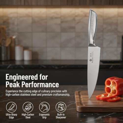 imarku 15PCS Kitchen Knife Set with Block,High Carbon Stainless Steel,Black