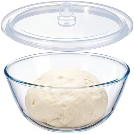 E-far 4.8QT Large Glass Mixing Bowl with Airtight Lid for Sourdough Bread