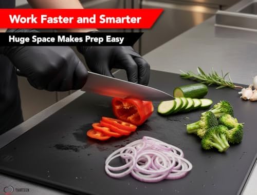 Thirteen Chefs Extra Large 24 x 18 Black Cutting Board - 1/2" Thick HDPE Plastic for Restaurants and Professional Kitchens