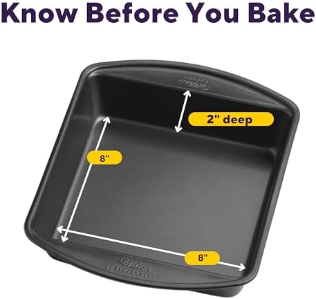 Wilton Gold Non-Stick Square Brownie Cake Pan, Made Without PFAS, 8 x 8 in.