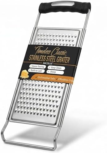 NACOLUS Classic Fine Cheese Grater & Zester,Stainless Steel Handheld