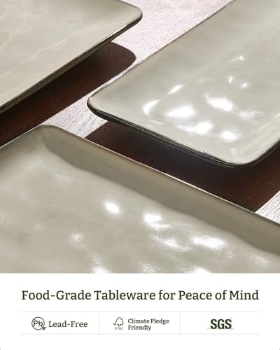 Famiware Serving Platters Set of 3 Sizes - Rectangular, Light Khaki