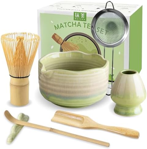 JBER Matcha Set, 7PCS Ceramic Matcha Whisk Set for Matcha Lovers Ceremony