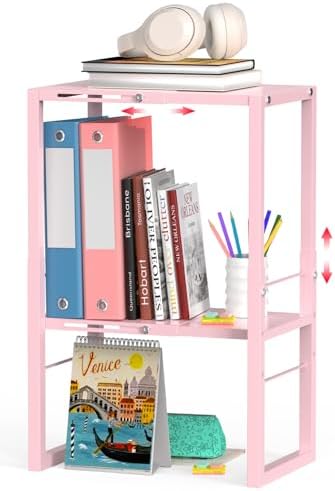 LIDTOP Locker Organizer Shelf Pink, Metal Adjustable Width and Height, Ideal Locker for School, Office, and Gym Lockers, Locker Shelves Organization Accessories
