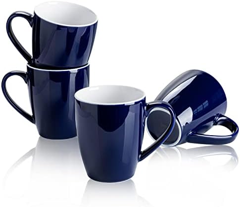 Sweese Porcelain Coffee Mugs - 16 Ounce (Top to the Rim) for Coffee, Latte, Tea, Cocoa, Set of 4, Navy