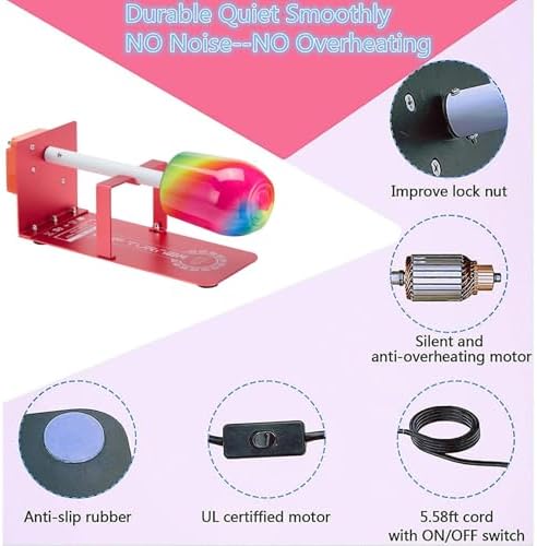 Cup Turner for Crafts Tumbler,Tumbler Turner DIY Glitter Epoxy Resin Tumblers,Epoxy Resin Mixer Attachment with Silent Motor Two-Way Rotation Silicone Pad, Cup Spinner (Rose-Gold)