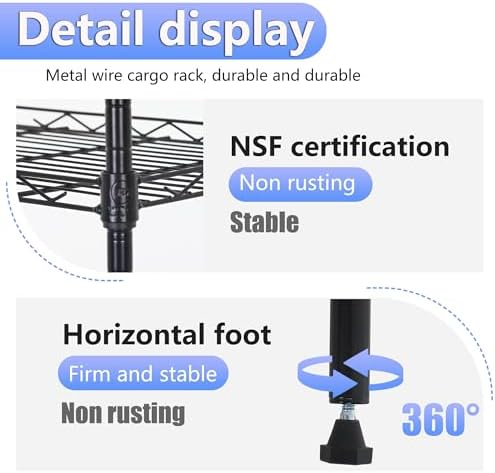 BestOffice | 6-Tier Wire Shelf | 17" x 12" x 64" | Black