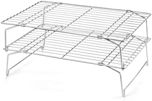 LIANYU Cooling Rack 15"x10" Set of 2, Stackable & Collapsible Cooling Racks