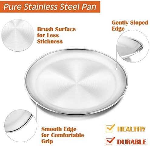 P&P CHEF Pizza Pan Set of 2, 12 Inch Stainless Steel Pizza Tray, Silver