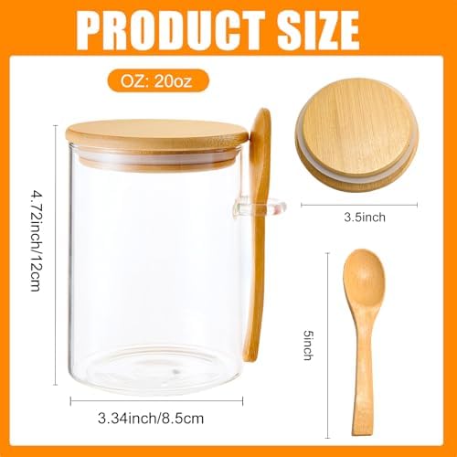 Overnight Oats Containers With Lids and Spoons, 2pack Glass Jars with Bamboo Lids, Leak-Proof Overnight Oats Jars for Cereal, Yogurt, Chia Pudding