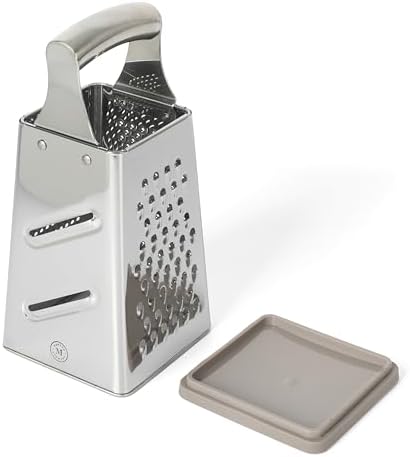 Martha Stewart Sprucedale 9.5-Inch Stainless Steel 4-Sided Box Grater – Durable Kitchen Cheese and Food Grater with Multiple Grating Surfaces