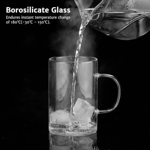 ecooe 16.9oz Glass Tea Cup with Infuser and Lid 430ml(Use Capacity), Bronze