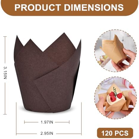 120 Counts Tulip Cupcake Liners for Baking Cups, Food Grade Parchment Paper Muffin Liners Holders, Standard Tulip Cupcake Liners, Greaseproof Cupcake Wrappers for Party, Christmas by Neyimqr (MIX)