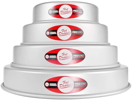 Fat Daddio's Anodized Aluminum 4-Tiered Even Round Cake Pan Set, 2 Inch Depth
