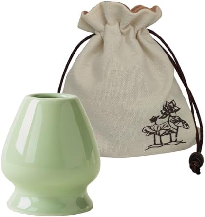 Ceramic Matcha Whisk Holder Stand for Bamboo Matcha Chasen (Green)