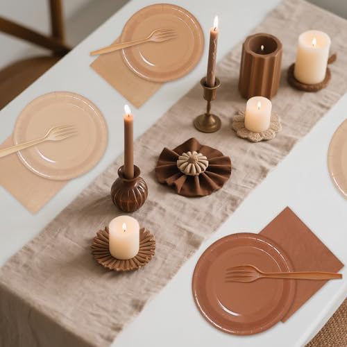 Serves 35 Guests Gradient Brown Plates and Napkins Party Supplies