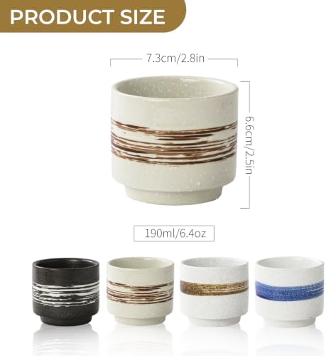 Ceramic Tea Cup Set, Japanese Tea Cups(4 Pack), Small Tea Cups,Macha Cups,Cups for Tea and Coffee
