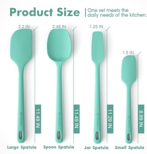 ChefAide 4 Pieces Silicone Spatulas Set, Heat Resistant Rubber Spatula