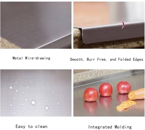 BILLAMB Stainless Steel Cutting Boards for The Kitchen, Suitable for Meat, Fruits, Vegetables, Bread, and Baking Large-sized Cutting Boards (60 x 40cm/23.6 x 15.7 in)