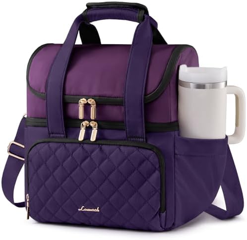 LOVEVOOK Insulated Lunch Box for Women,Large Double Deck Adult Lunch Bag