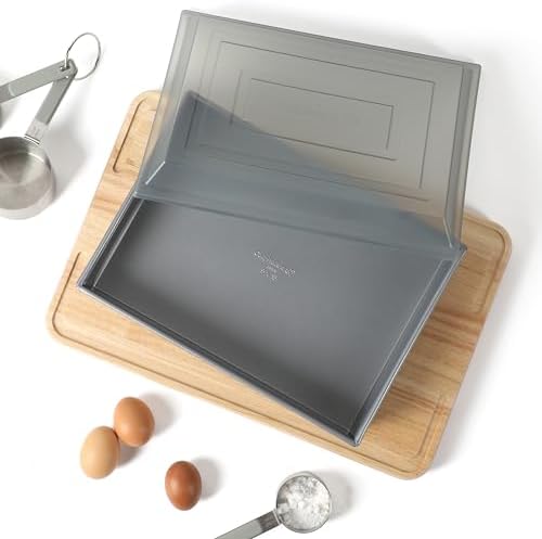 Calphalon Titan Bake Pan with Lid, Nonstick Bakeware Set, Aluminized Steel PFOA-Free for Even Heating, Commercial Quality Baking 13" x 9" Cake Pan (Pack of 2)