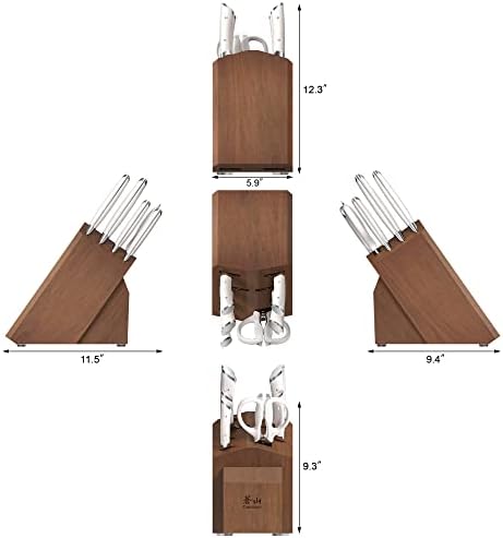 Cangshan HELENA Series 10-Piece German Steel Forged Knife Block Set, White, Full Tang Kitchen Knife Set with Acacia Wood Block and Sharpener