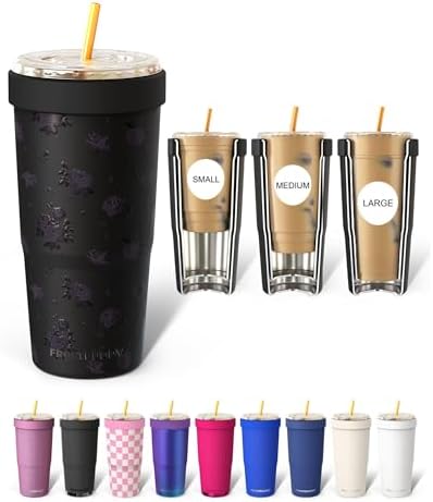 Frost Buddy Togo Buddy 30oz Tumbler - Spill-Proof Flip Lid (Black Floral)