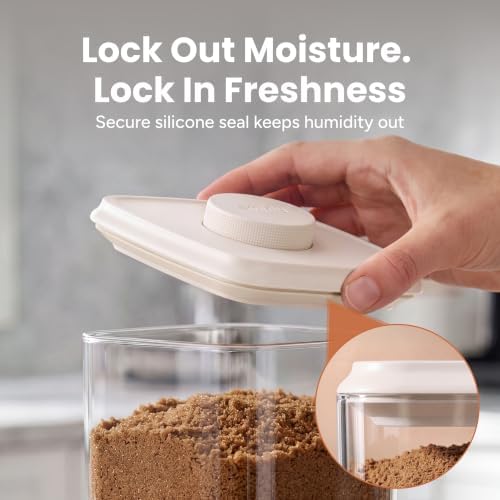 SMIRLY Glass Airtight Food Storage Containers with Pop Lids - White
