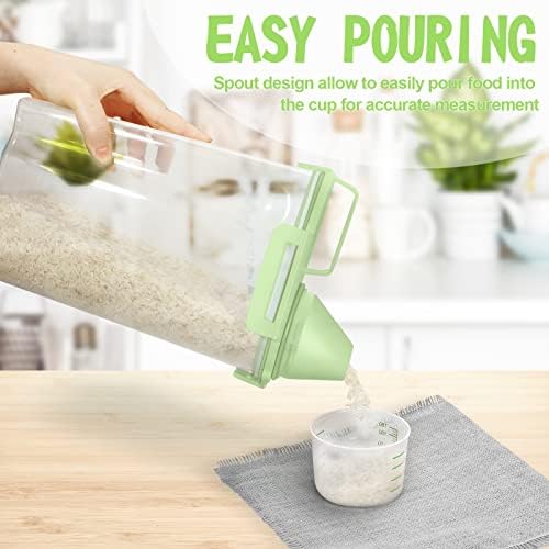 TBMax Small Rice Storage Container -5 Lbs Cereal Dispenser with Measuring Cup, Airtight Dry Food Container Bin for Kitchen Pantry Storage Organization -Green
