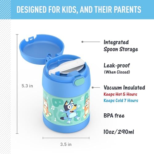 THERMOS FUNTAINER Kids Food Jar with Spoon, 10oz, Bluey