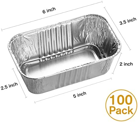 MOACOCK 100 Pack 1Lb Aluminum Mini Loaf Baking Pans（6” x 3.5” x 2”）