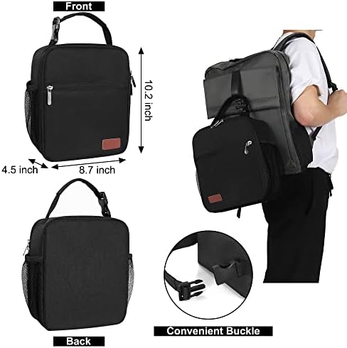Lunch Box for Men & Women Durable Lunch Bag for Work & Adults Reusable Insulated Small Lunchbox Black