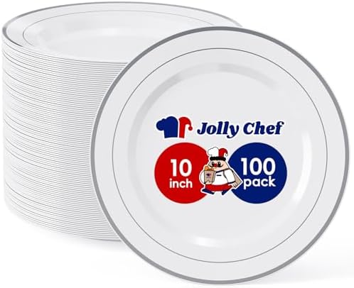 100PCS Plastic Plates 10 Inch Heavy Duty Disposable Plates for Everyday Use