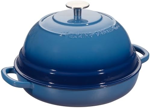 EDGING CASTING Enameled Cast Iron Dutch Oven Pot with Lid, Round Bread Oven for Homemade Sourdough Bread Baking, 6 Quart, Lake Blue