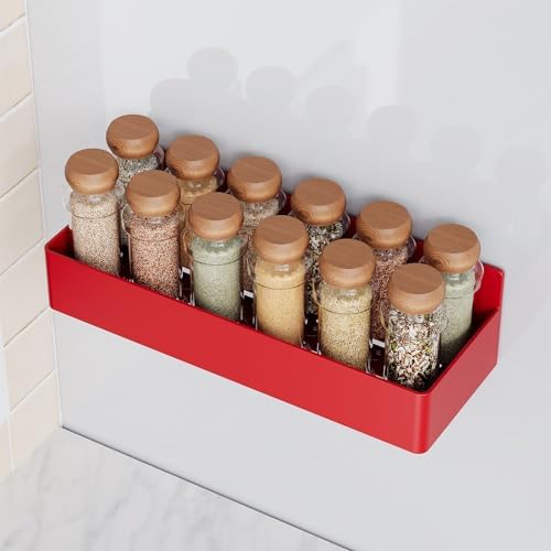Mystozer Magnetic Spice Rack for Refrigerator Red, 4 Pack