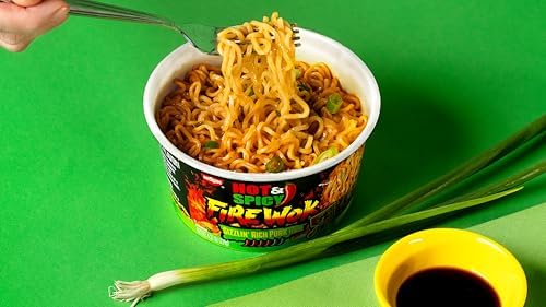 Nissin Hot & Spicy Fire Wok, Sizzlin' Rich Pork, 4.37 Ounce (Pack of 6)