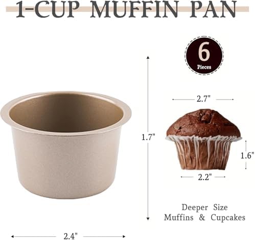 Stackable Muffin Pan Set, 6 Individual Nonstick Muffin Cups