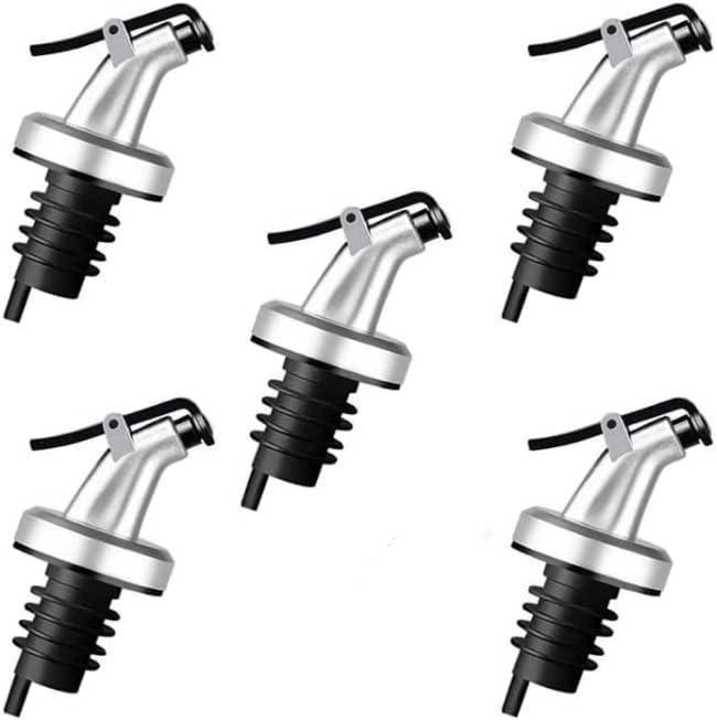 HORNO 5 Pack Oil Spouts, Olive Oil Vinegar Bottle Stopper Dispenser, Leakproof Bottle Spouts for Vinegar, Salad, Wine, Etc