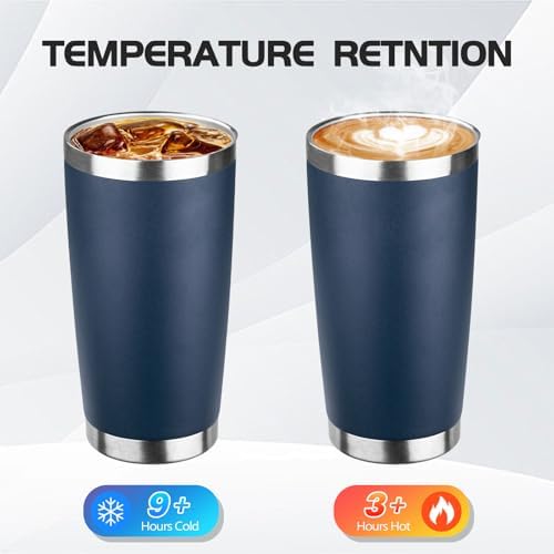 StarSpeed 8 Pack 20oz Stainless Steel Travel Coffee Tumbler,Navy Blue