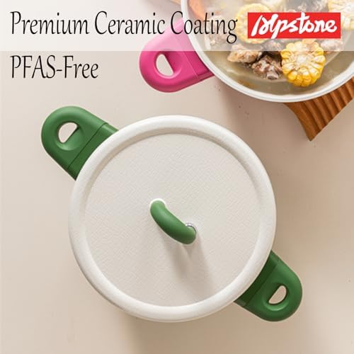 Alpstone 5QT Nonstick Stock Pot with Lid, Green